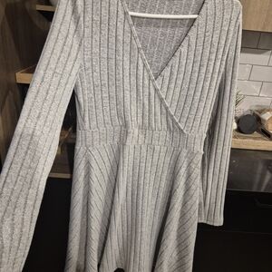 SHEIN Gray Ribbed Knit Dress